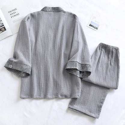 Ethnic Style Cotton Gauze Kimono Pajamas - image 3