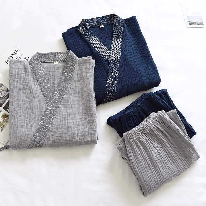 Ethnic Style Cotton Gauze Kimono Pajamas - image 1