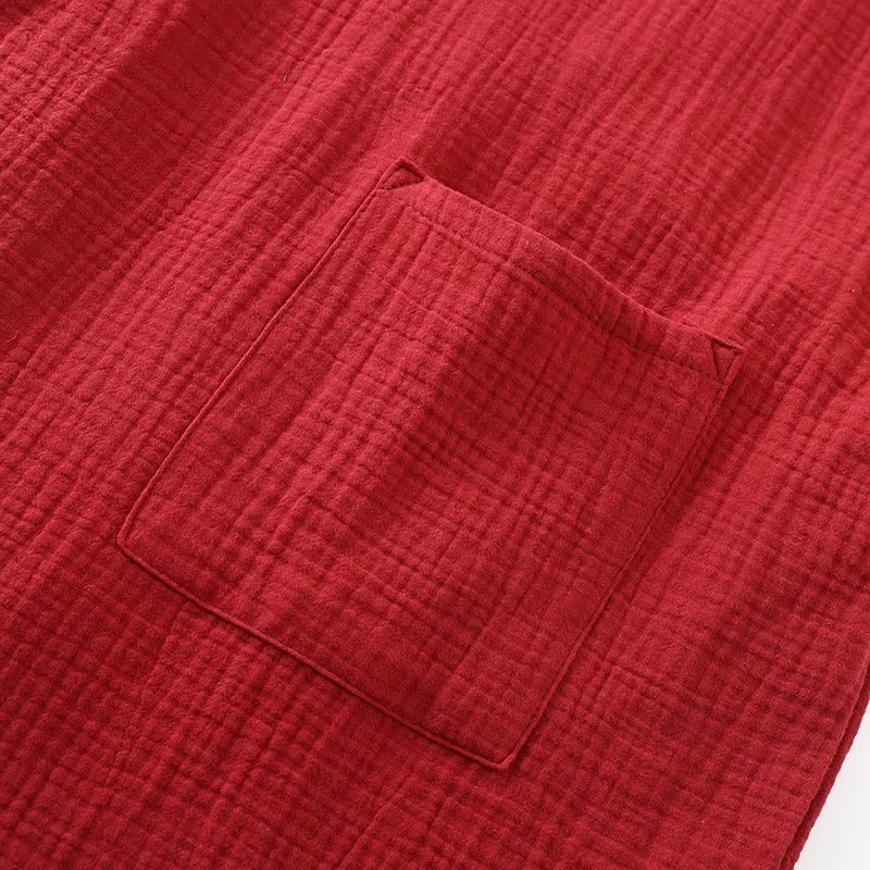 Classic Cotton Gauze Robe with Decorative Trim - image 8