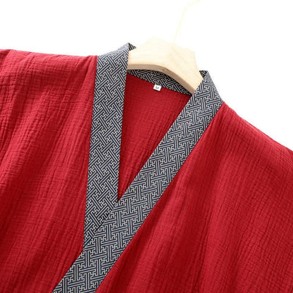 Classic Cotton Gauze Robe with Decorative Trim - image 4