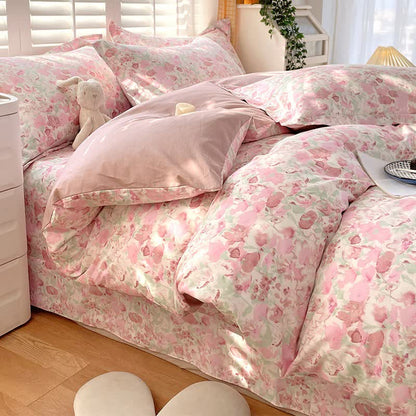 Pink Floral Pure Cotton Bedding Set(4PCS) - image 2