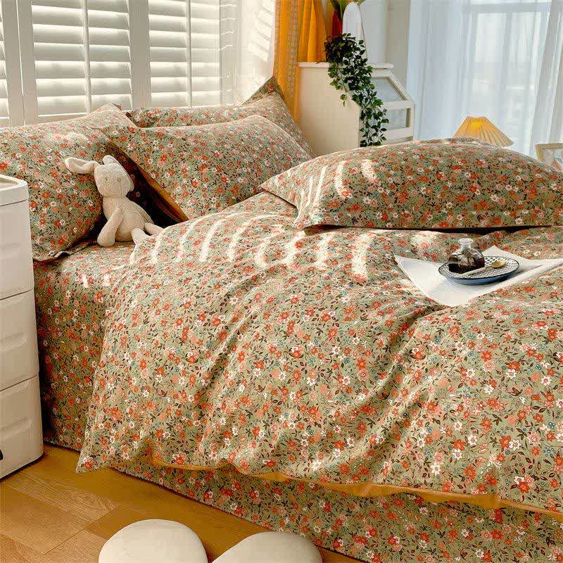 Vintage Floral Leaf Pure Cotton Bedding Set(4PCS) - image 2