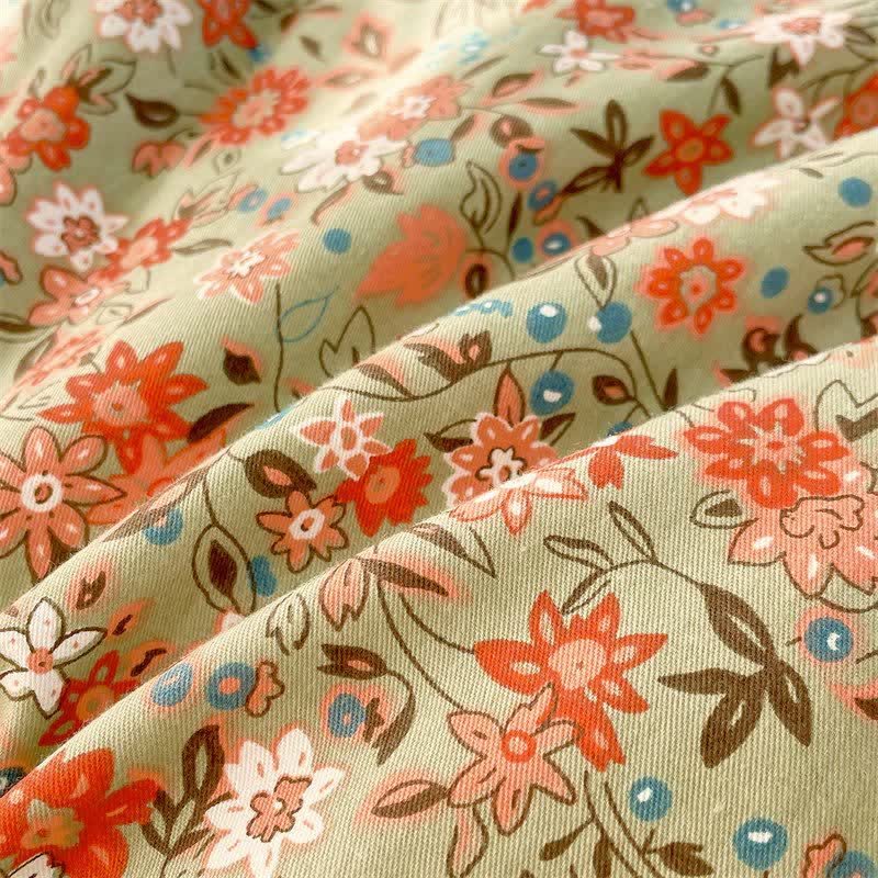 Vintage Floral Leaf Pure Cotton Bedding Set(4PCS) - image 10