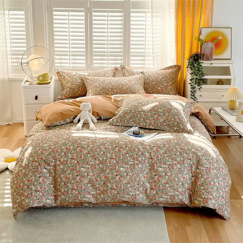 Vintage Floral Leaf Pure Cotton Bedding Set(4PCS) - image 1
