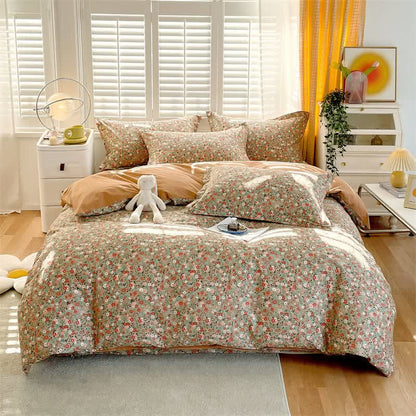 Vintage Floral Leaf Pure Cotton Bedding Set(4PCS) - image 1