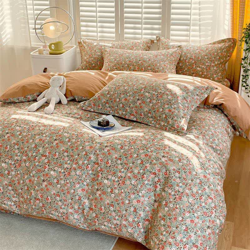 Vintage Floral Leaf Pure Cotton Bedding Set(4PCS) - image 7