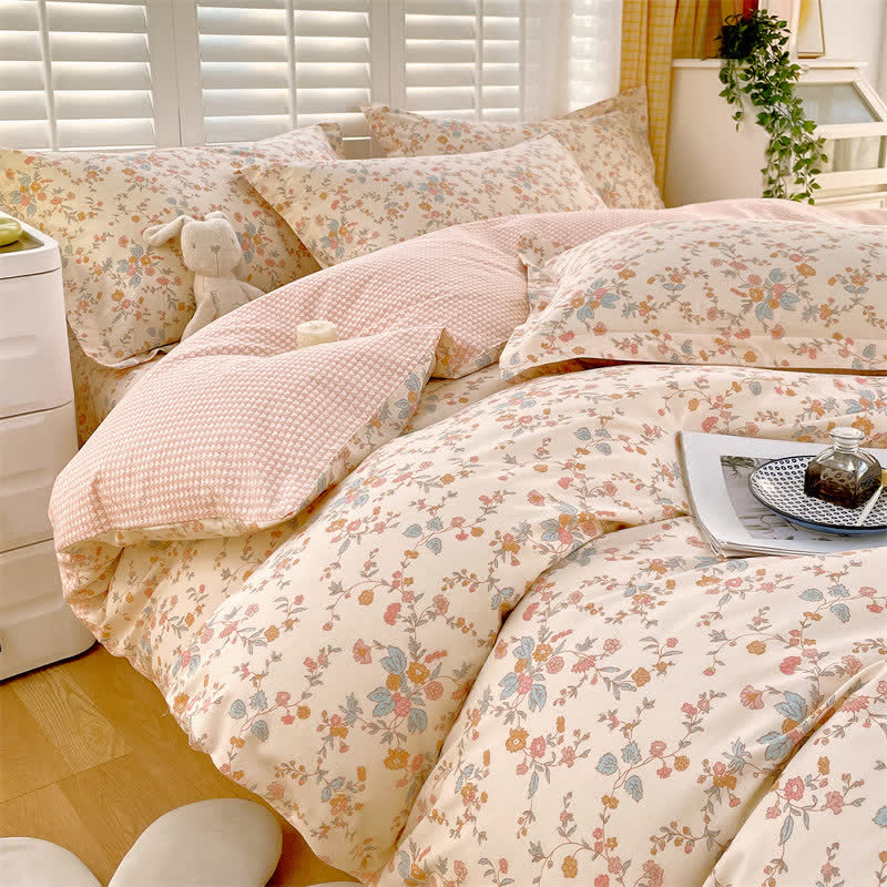Country Style Floral Pure Cotton Bedding Set(4PCS) - Bedding Set(Fitted Sheet Style) - King - image 0