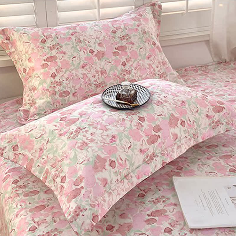 Pink Floral Pure Cotton Bedding Set(4PCS) - image 5