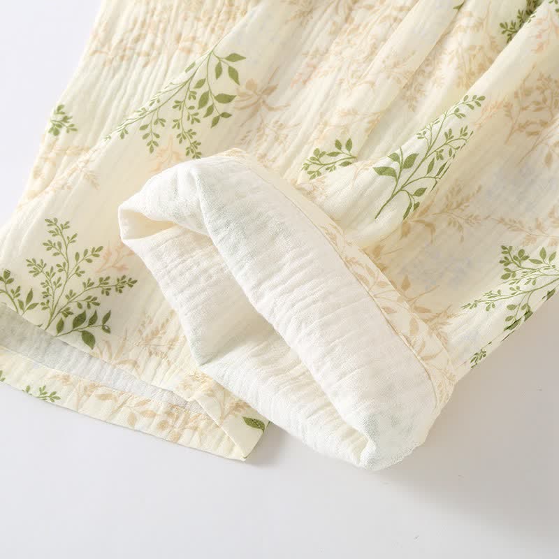 Botanical Leaf Cotton Gauze Pajama Set - image 2