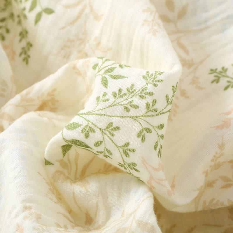 Botanical Leaf Cotton Gauze Pajama Set - image 3