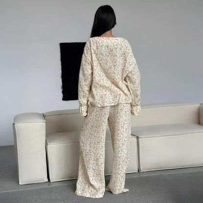 Cotton V-Neck Floral Pajama Set - image 3