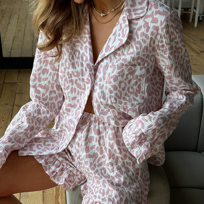 Cotton Leopard Print Ruffle Pajama Set - image 4