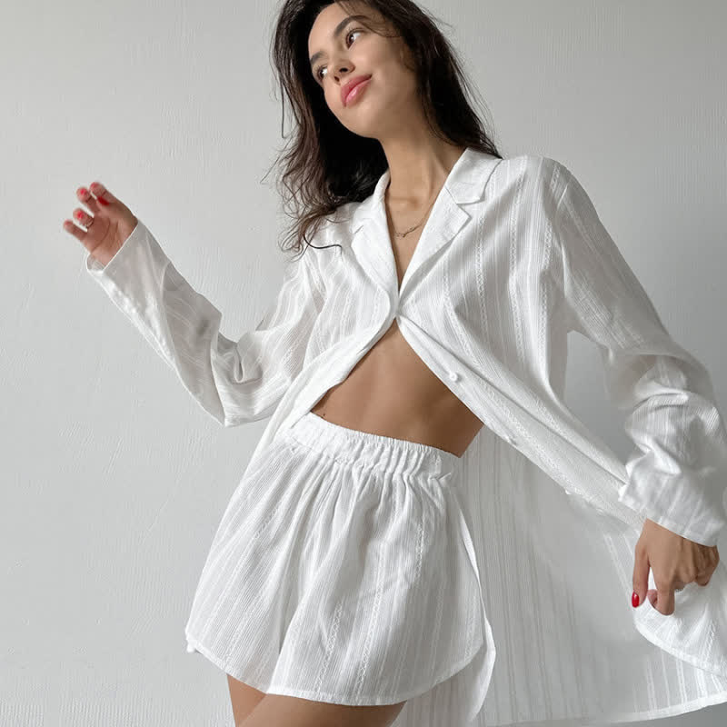 Minimalist Style Striped Pajama Set - image 1
