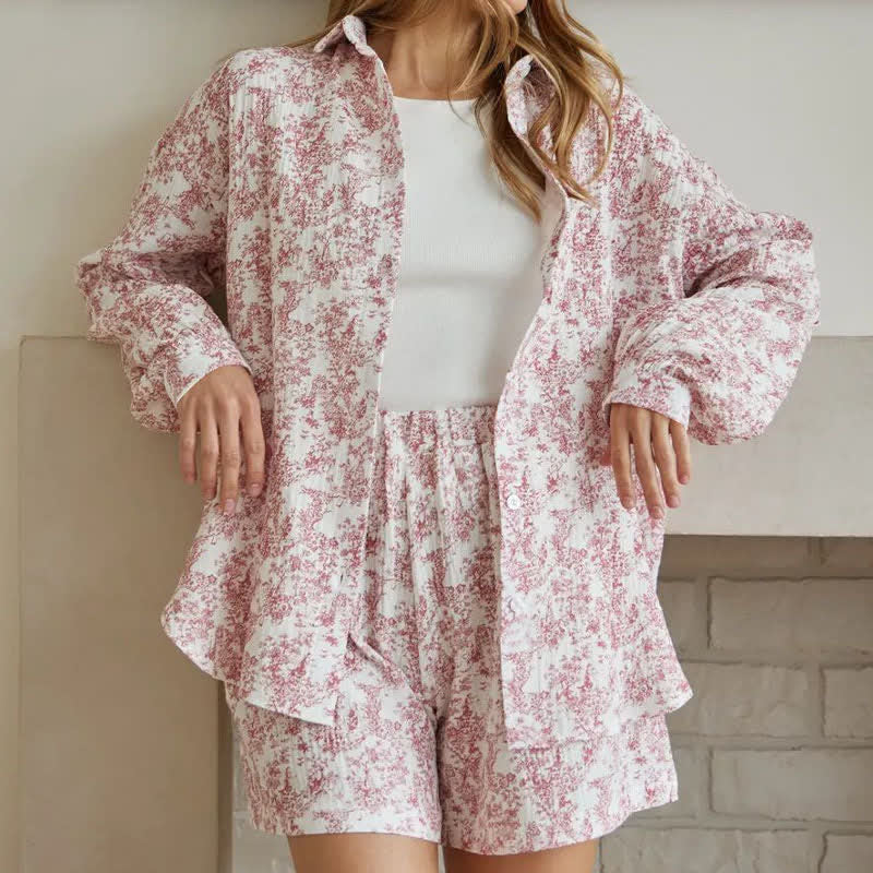 Abstract Art Style Cotton Pajama Set - image 6