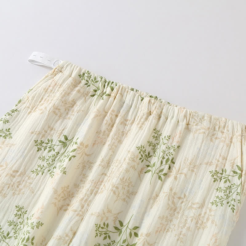 Botanical Leaf Cotton Gauze Pajama Set - image 8