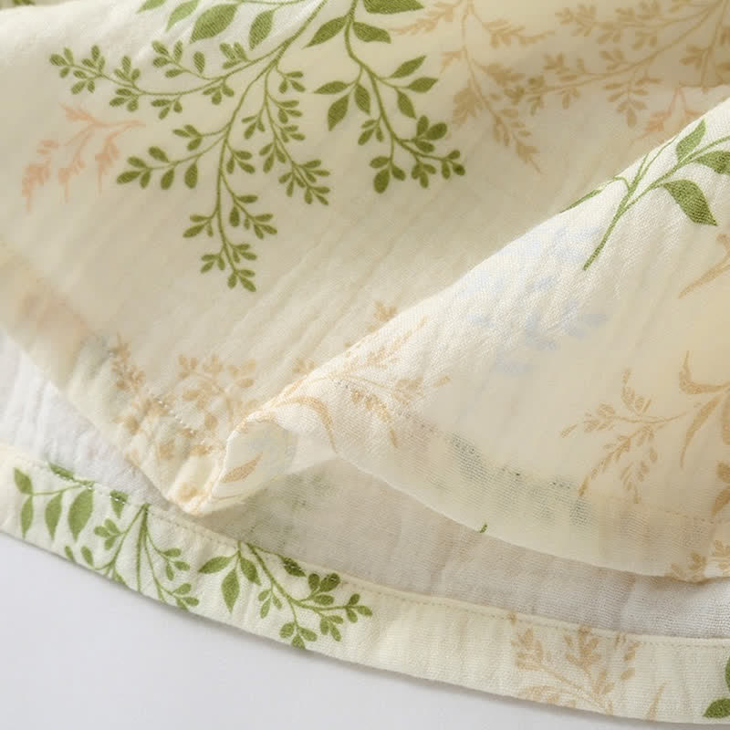 Botanical Leaf Cotton Gauze Pajama Set - image 7