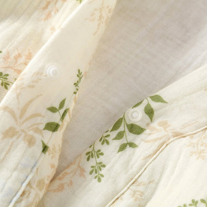 Botanical Leaf Cotton Gauze Pajama Set - image 6