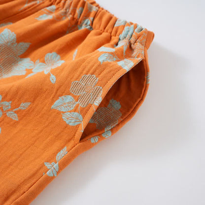 Vintage Asian Inspired Floral Cotton Pajamas - image 7