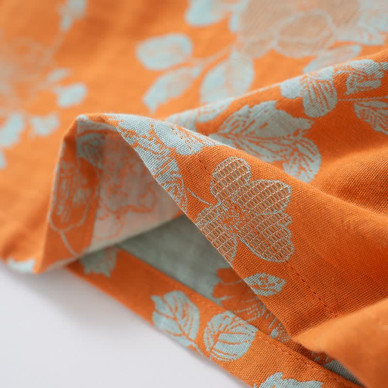 Vintage Asian Inspired Floral Cotton Pajamas - image 4