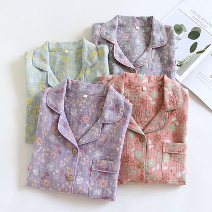 Vintage-Inspired Rose Jacquard Cotton Pajama Set - image 1
