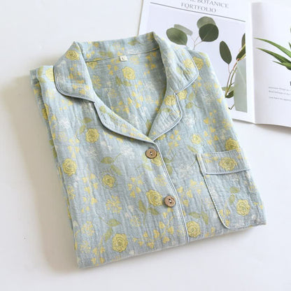 Vintage-Inspired Rose Jacquard Cotton Pajama Set - image 19