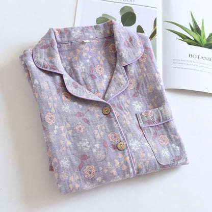 Vintage-Inspired Rose Jacquard Cotton Pajama Set - image 17