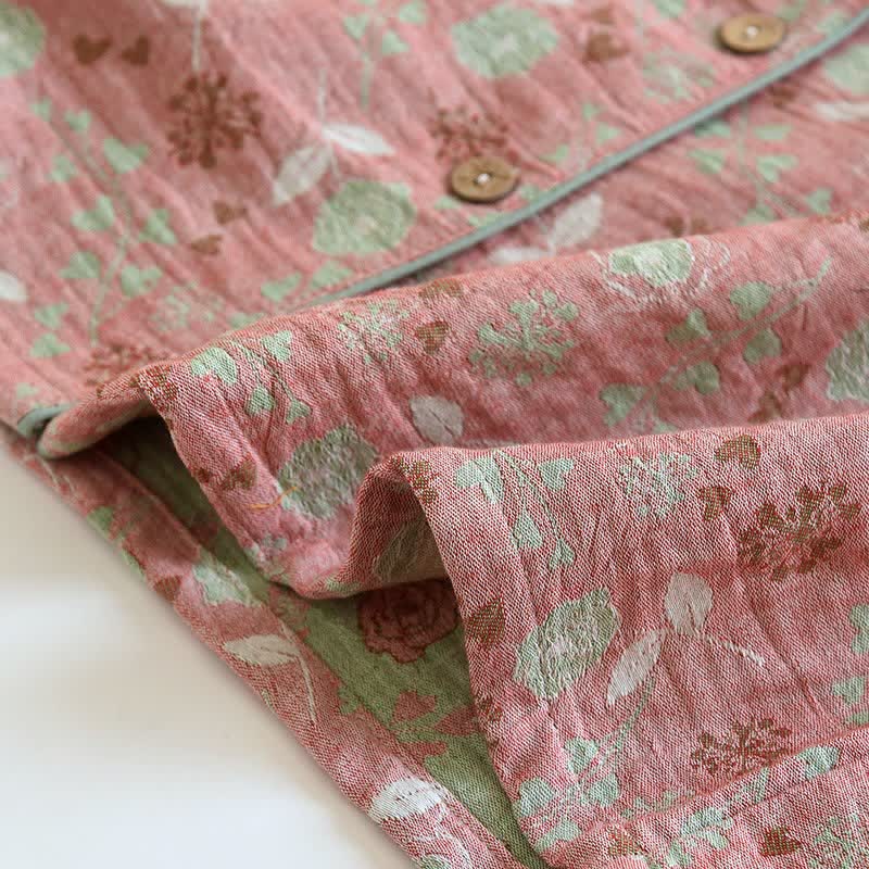 Vintage-Inspired Rose Jacquard Cotton Pajama Set - image 12