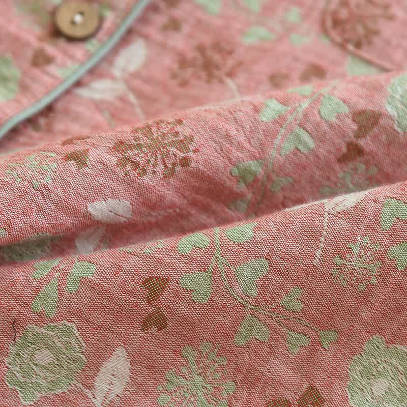 Vintage-Inspired Rose Jacquard Cotton Pajama Set - image 11