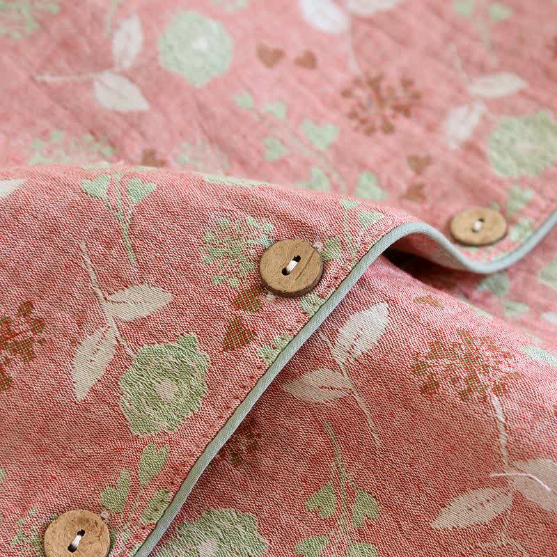 Vintage-Inspired Rose Jacquard Cotton Pajama Set - image 8