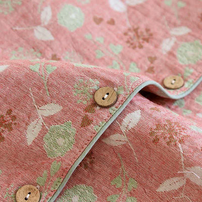 Vintage-Inspired Rose Jacquard Cotton Pajama Set - image 8