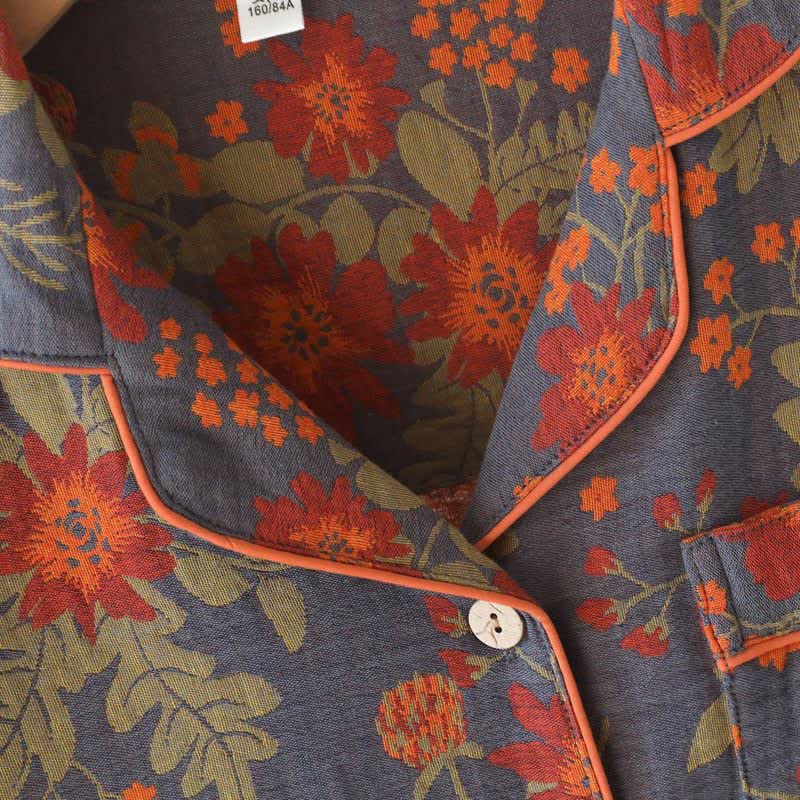 Vintage-Inspired Floral Cotton Gauze Pajamas - image 5