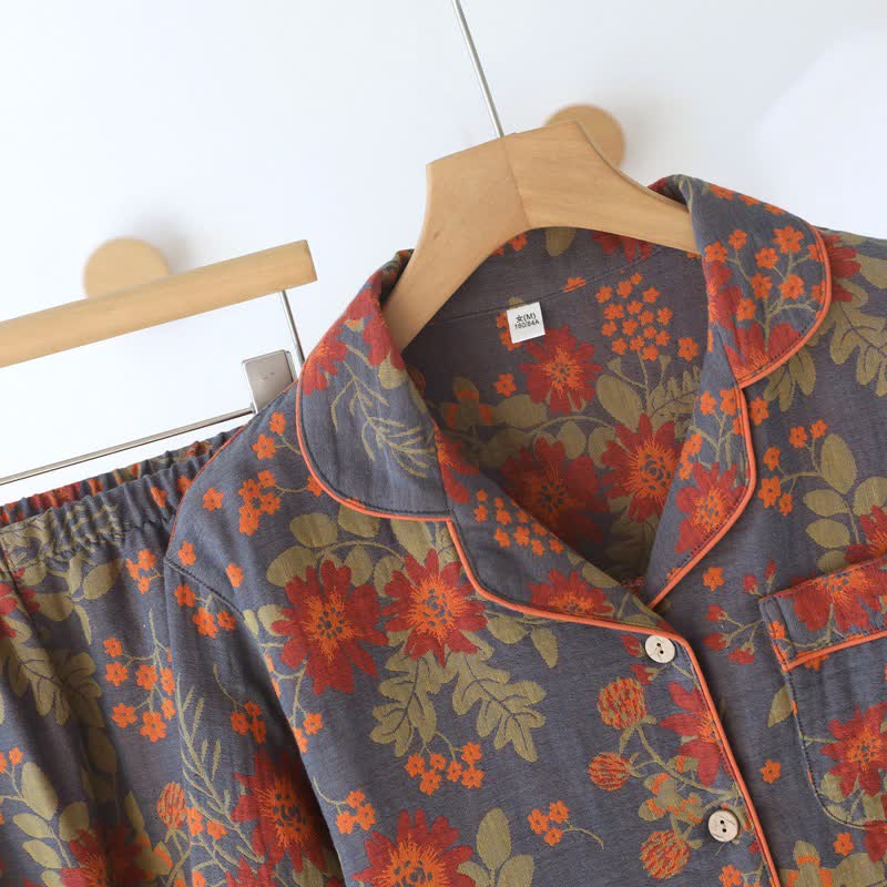 Vintage-Inspired Floral Cotton Gauze Pajamas - image 3