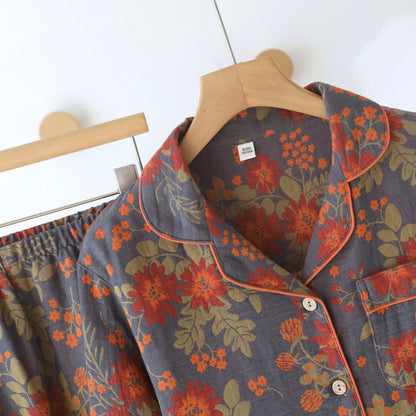 Vintage-Inspired Floral Cotton Gauze Pajamas - image 3
