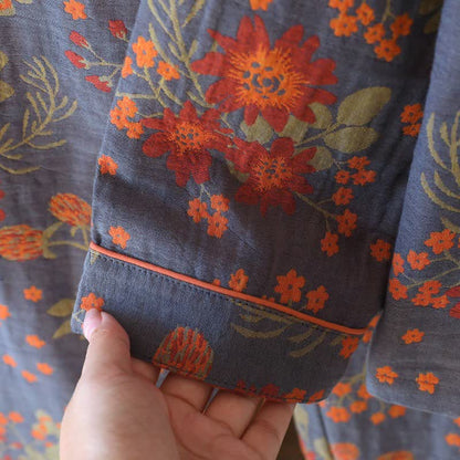 Vintage-Inspired Floral Cotton Gauze Pajamas - image 7