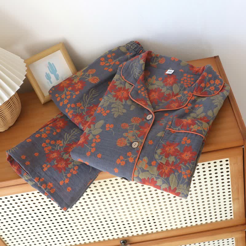 Vintage-Inspired Floral Cotton Gauze Pajamas - image 2