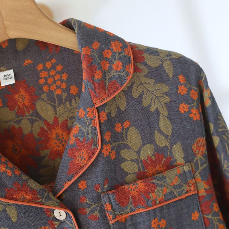 Vintage-Inspired Floral Cotton Gauze Pajamas - image 4