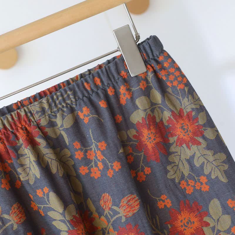 Vintage-Inspired Floral Cotton Gauze Pajamas - image 12