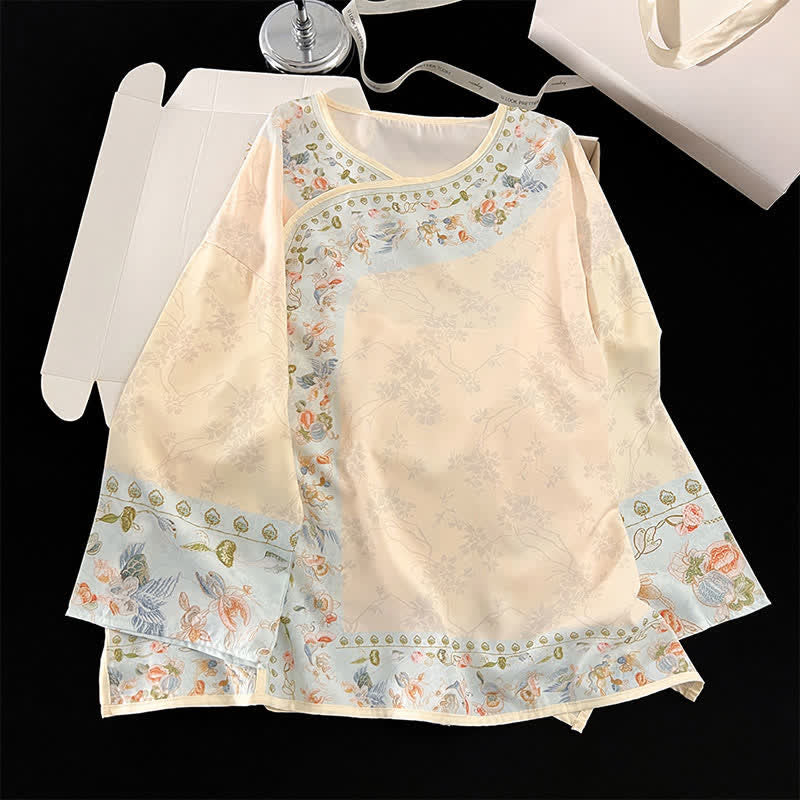 Vintage Hanfu-Inspired Floral Pajama Set - image 5