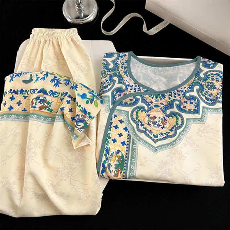 Vintage Style Hanfu-Inspired Pajama Set - image 2