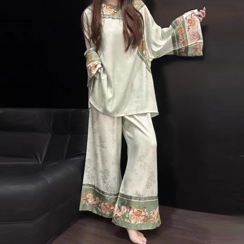 Light Green Vintage Floral Pajama Set - image 2