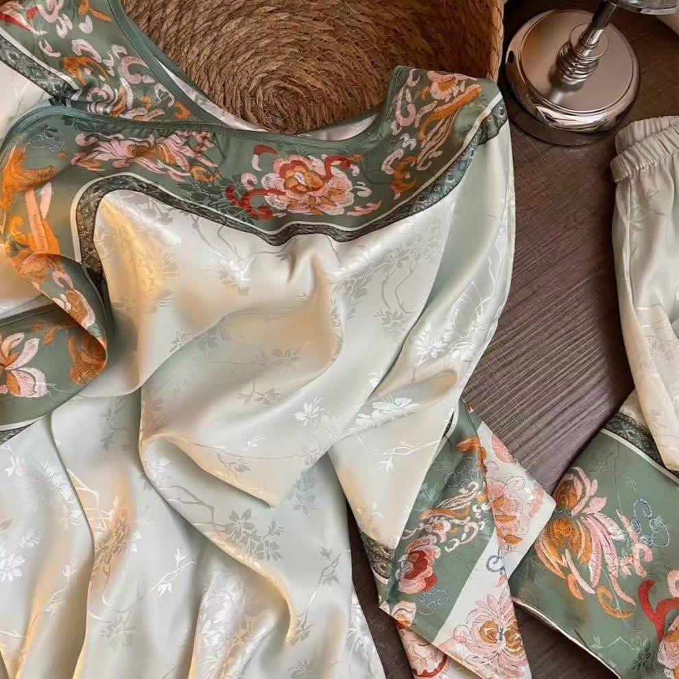 Light Green Vintage Floral Pajama Set - image 5