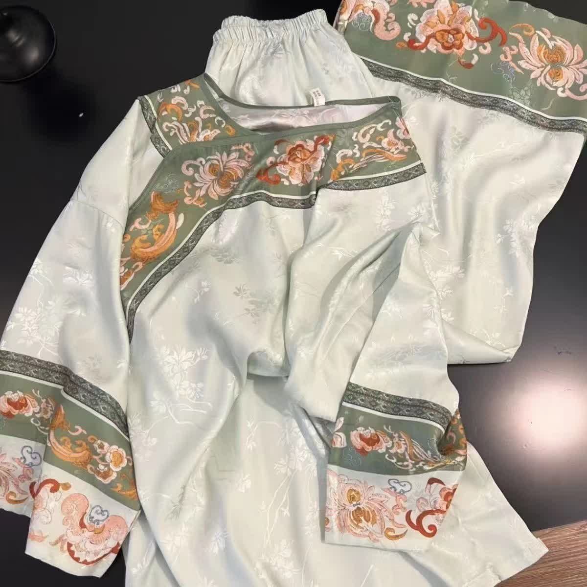 Light Green Vintage Floral Pajama Set - image 1