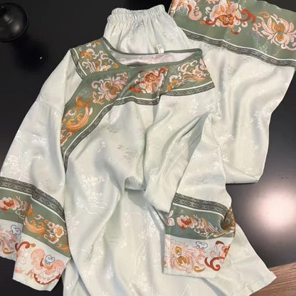 Light Green Vintage Floral Pajama Set - image 1
