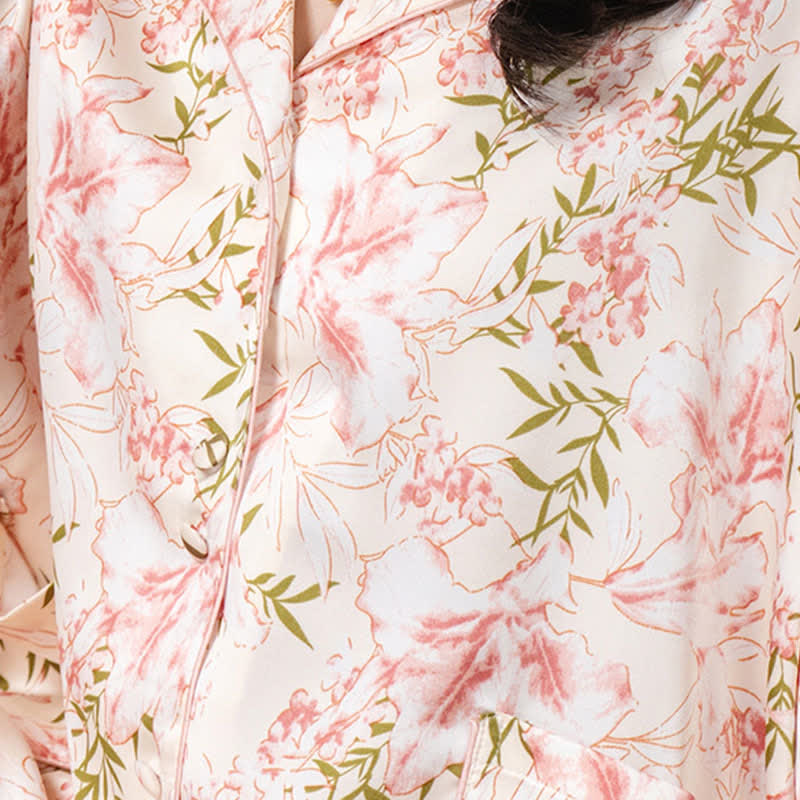 Rustic Pink Floral & Leaf Pajama Set - image 8