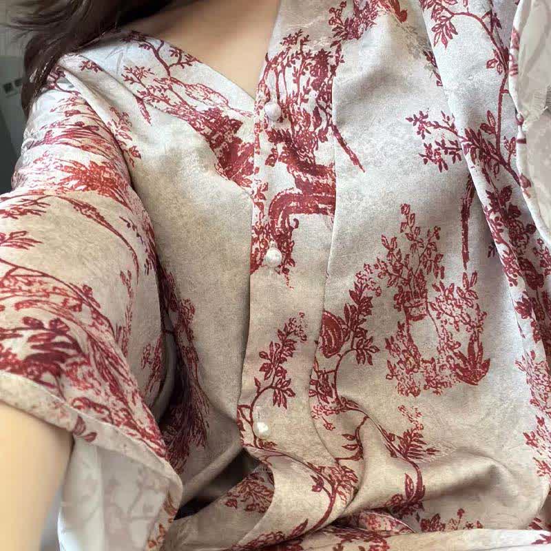 Vintage-Inspired Botanical Print Pajama Set - image 9