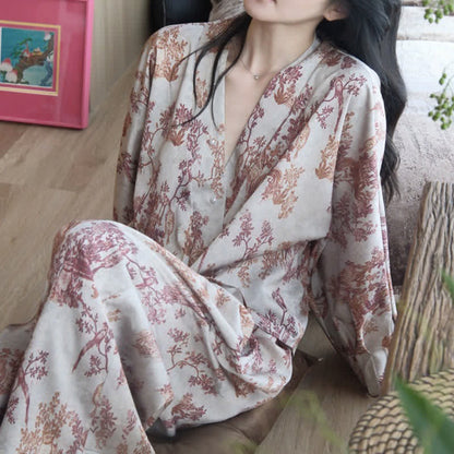 Vintage-Inspired Botanical Print Pajama Set - image 7