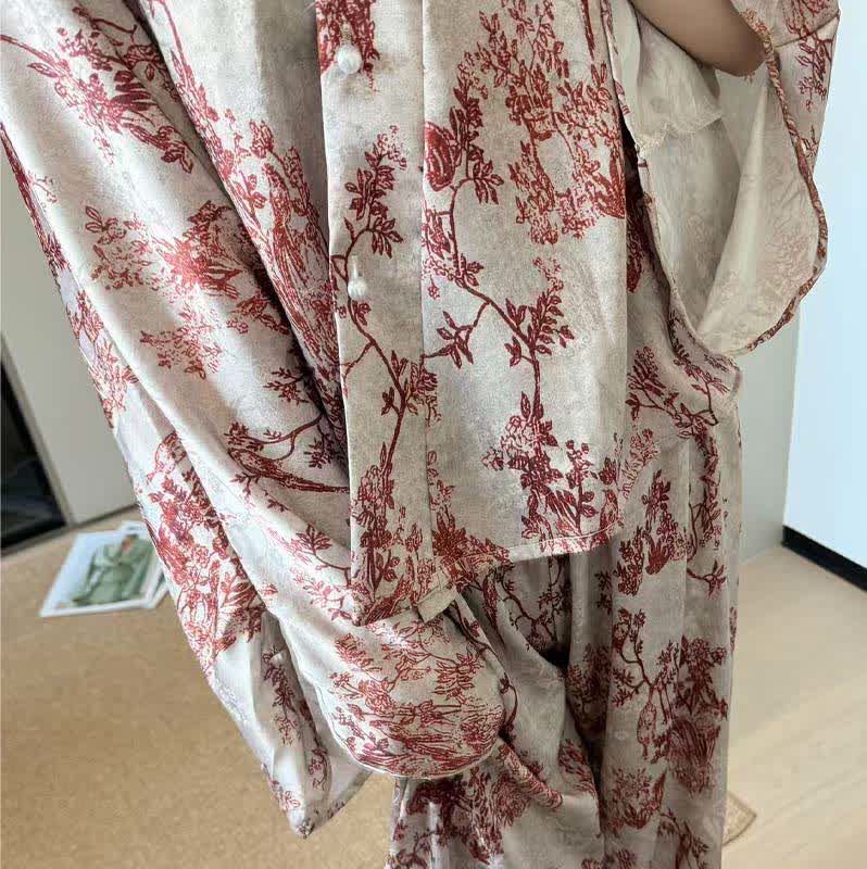 Vintage-Inspired Botanical Print Pajama Set - image 8