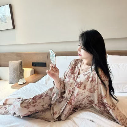 Vintage-Inspired Botanical Print Pajama Set - image 1