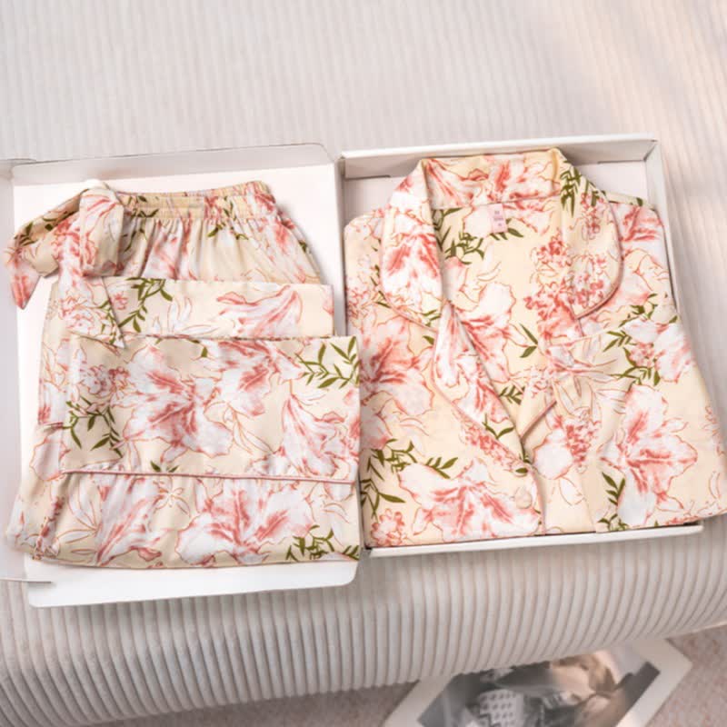 Rustic Pink Floral & Leaf Pajama Set - image 5