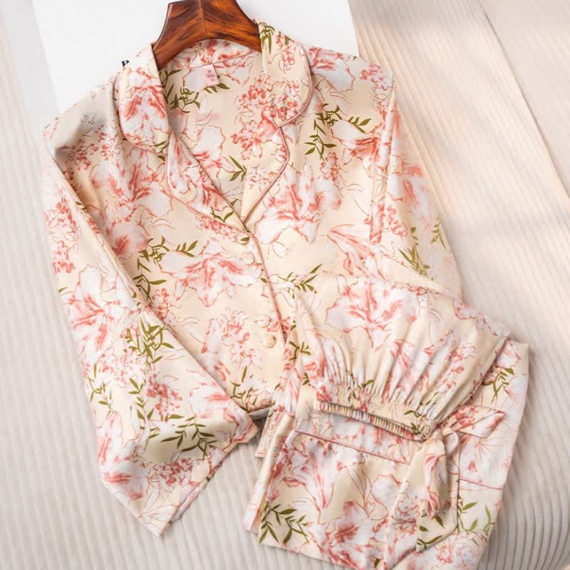 Rustic Pink Floral & Leaf Pajama Set - image 4